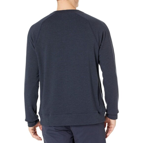 New Mens M Prana NWT Altitude Tracker Crew Shirt Zip Pocket Navy Blue Nautical - Picture 2 of 7